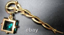 TRIFARI ALFRED PHILIPPE 1950 Green Dangling Rhinestone Lantern Vintage Brooch