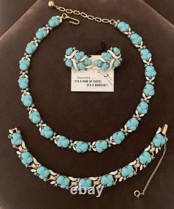 TRIFARI ALFRED PHILIPPE 1957 Turquoise blue Fruit salad 3 piece parure