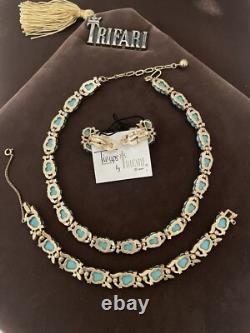 TRIFARI ALFRED PHILIPPE 1957 Turquoise blue Fruit salad 3 piece parure