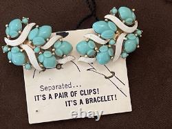 TRIFARI ALFRED PHILIPPE 1957 Turquoise blue Fruit salad 3 piece parure