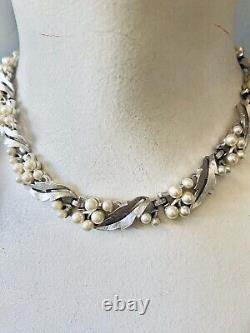 TRIFARI ALFRED PHILIPPE Brushed Silvertone Metal Pearl Demi Parure MCM