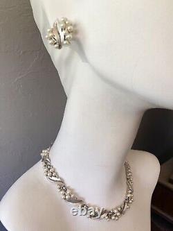 TRIFARI ALFRED PHILIPPE Brushed Silvertone Metal Pearl Demi Parure MCM