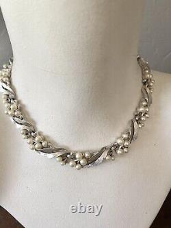 TRIFARI ALFRED PHILIPPE Brushed Silvertone Metal Pearl Demi Parure MCM