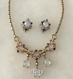 TRIFARI ALFRED PHILIPPE CLAIR DE LUNE MOONSTONE & SAPPHIRE Necklace & Earrings