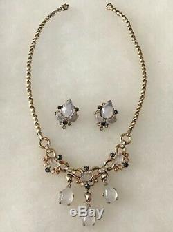 TRIFARI ALFRED PHILIPPE CLAIR DE LUNE MOONSTONE & SAPPHIRE Necklace & Earrings