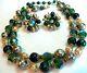 TRIFARI ALFRED PHILIPPE Emerald Green Crystals Baroque Pearl Necklace&Earrings