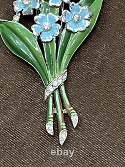 TRIFARI ALFRED PHILIPPE Pat 121,253, rhodium plate, baby blue bouquet, FUR CLIP