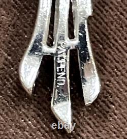 TRIFARI ALFRED PHILIPPE Pat 121,253, rhodium plate, baby blue bouquet, FUR CLIP
