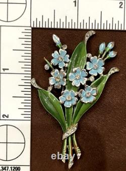 TRIFARI ALFRED PHILIPPE Pat 121,253, rhodium plate, baby blue bouquet, FUR CLIP