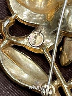 TRIFARI ALFRED PHILIPPE Pat 121,254 golden metal, pave DAFFODIL brooch. 2 of 2