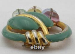 TRIFARI ALFRED PHILIPPE Shoe Button Dress Fur Clip Pastel Enamel Late 1930s