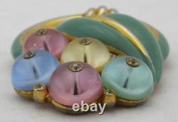TRIFARI ALFRED PHILIPPE Shoe Button Dress Fur Clip Pastel Enamel Late 1930s