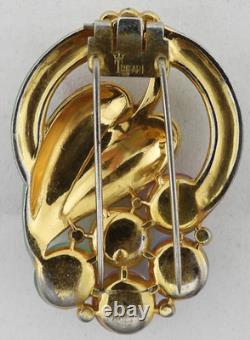 TRIFARI ALFRED PHILIPPE Shoe Button Dress Fur Clip Pastel Enamel Late 1930s