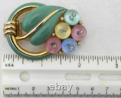 TRIFARI ALFRED PHILIPPE Shoe Button Dress Fur Clip Pastel Enamel Late 1930s