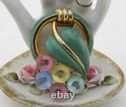 TRIFARI ALFRED PHILIPPE Shoe Button Dress Fur Clip Pastel Enamel Late 1930s