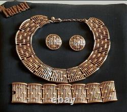 TRIFARI A Philippe COLONNADE Gold Openwork Bars Panel Necklace Bracelet Earrings