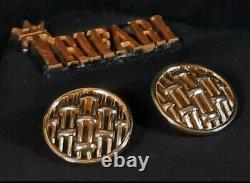 TRIFARI A Philippe COLONNADE Gold Openwork Bars Panel Necklace Bracelet Earrings