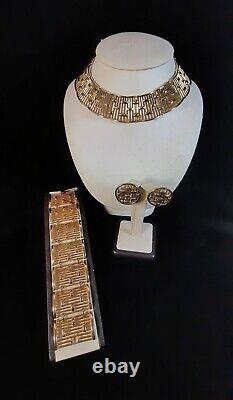 TRIFARI A Philippe COLONNADE Gold Openwork Bars Panel Necklace Bracelet Earrings