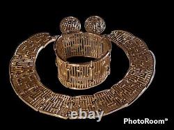 TRIFARI A Philippe COLONNADE Gold Openwork Bars Panel Necklace Bracelet Earrings