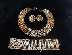 TRIFARI A Philippe COLONNADE Gold Openwork Bars Panel Necklace Bracelet Earrings