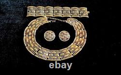TRIFARI A Philippe COLONNADE Gold Openwork Bars Panel Necklace Bracelet Earrings