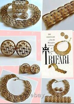 TRIFARI A Philippe COLONNADE Gold Openwork Bars Panel Necklace Bracelet Earrings