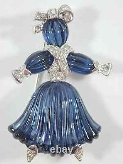 TRIFARI Alfred Philippe 1949 Molded Glass Pom Pom Tom Tom Ragdoll Boy & Girl Pin