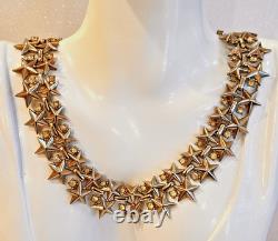 TRIFARI Alfred Philippe 1950s Gold-Plated Rhinestone Star Spangled Necklace