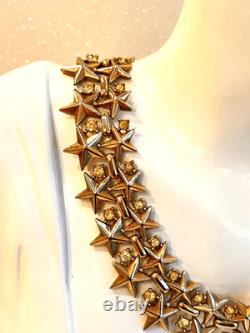 TRIFARI Alfred Philippe 1950s Gold-Plated Rhinestone Star Spangled Necklace