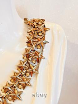 TRIFARI Alfred Philippe 1950s Gold-Plated Rhinestone Star Spangled Necklace
