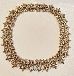 TRIFARI Alfred Philippe 1950s Gold-Plated Rhinestone Star Spangled Necklace