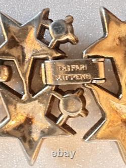 TRIFARI Alfred Philippe 1950s Gold-Plated Rhinestone Star Spangled Necklace