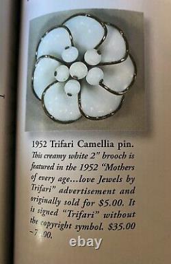 TRIFARI Alfred Philippe 1952 Poured Milk Glass CAMELLIA Flower Parure