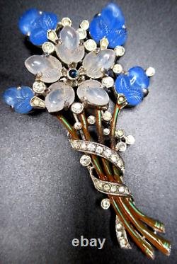 TRIFARI Alfred Philippe Blue Fruit Salad Flower Bouquet Vintage Fur Clip