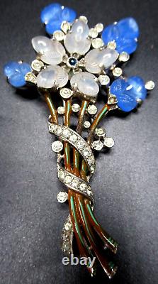 TRIFARI Alfred Philippe Blue Fruit Salad Flower Bouquet Vintage Fur Clip