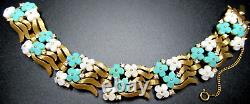 TRIFARI Alfred Philippe Blue & White Forget Me Not Flowers Vintage Bracelet