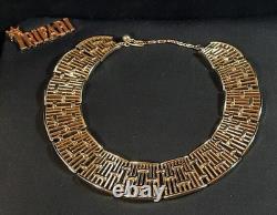 TRIFARI Alfred Philippe COLONNADE Gold Openwork Panel Necklace Bracelet Earrings