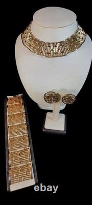 TRIFARI Alfred Philippe COLONNADE Gold Openwork Panel Necklace Bracelet Earrings