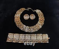 TRIFARI Alfred Philippe COLONNADE Gold Openwork Panel Necklace Bracelet Earrings