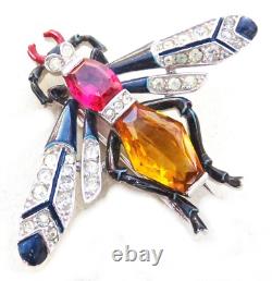 TRIFARI'Alfred Philippe' Citrine, Pink Topaz, Pave and Enamel Bug Clip/Pin