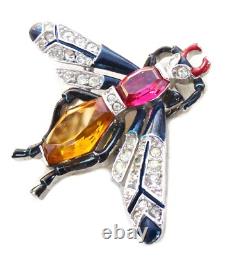 TRIFARI'Alfred Philippe' Citrine, Pink Topaz, Pave and Enamel Bug Clip/Pin