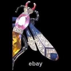 TRIFARI'Alfred Philippe' Citrine, Pink Topaz, Pave and Enamel Bug Clip/Pin