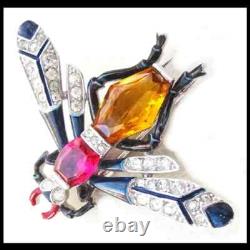 TRIFARI'Alfred Philippe' Citrine, Pink Topaz, Pave and Enamel Bug Clip/Pin