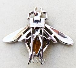 TRIFARI'Alfred Philippe' Citrine, Pink Topaz, Pave and Enamel Bug Clip/Pin