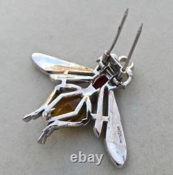 TRIFARI'Alfred Philippe' Citrine, Pink Topaz, Pave and Enamel Bug Clip/Pin