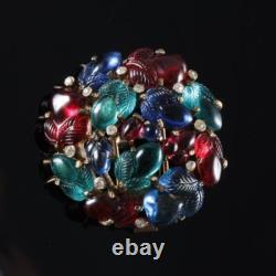 TRIFARI'Alfred Philippe' Domed Tricolor Fruit Salads and Pave Crystals Clip/Pin
