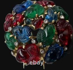 TRIFARI'Alfred Philippe' Domed Tricolor Fruit Salads and Pave Crystals Clip/Pin