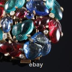 TRIFARI'Alfred Philippe' Domed Tricolor Fruit Salads and Pave Crystals Clip/Pin