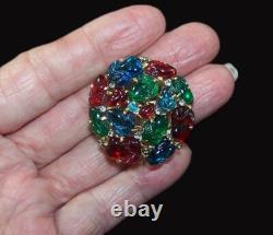 TRIFARI'Alfred Philippe' Domed Tricolor Fruit Salads and Pave Crystals Clip/Pin