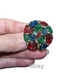 TRIFARI'Alfred Philippe' Domed Tricolor Fruit Salads and Pave Crystals Clip/Pin